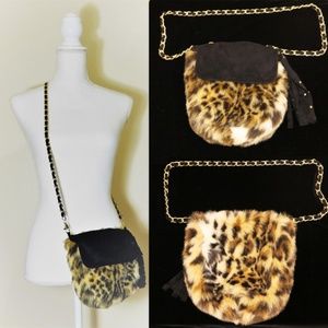 Cache Cheetah Faux Fur Print Shoulder Bag Suede